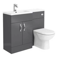 Apollo2 1100mm Gloss Grey Combination Furniture Pack (Excludes Pan + Cistern) -Bathroom Suites Sales AP1100G d3 460