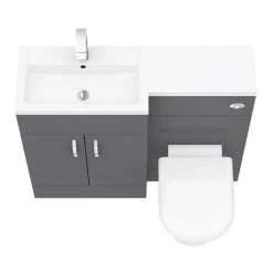 Apollo2 1100mm Gloss Grey Combination Furniture Pack (Excludes Pan + Cistern) -Bathroom Suites Sales AP1100G D3 460