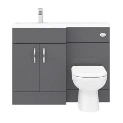 Apollo2 1100mm Gloss Grey Combination Furniture Pack (Excludes Pan + Cistern) -Bathroom Suites Sales AP1100G D4 460