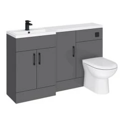 Apollo2 1500 Gloss Grey Combination Furniture Pack (excl. Pan + Cistern) w. Matt Black Handles 7 Apollo2 1500 Gloss Grey Combination Furniture Pack (excl. Pan + Cistern) w. Matt Black Handles -Bathroom Suites Sales AP1500GMB d3 460
