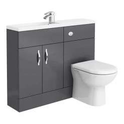 Apollo2 1100mm Gloss Grey Slimline Combination Furniture Pack (Excludes Pan + Cistern) -Bathroom Suites Sales APS1100G n d2 460