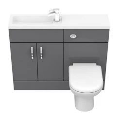 Apollo2 1100mm Gloss Grey Slimline Combination Furniture Pack (Excludes Pan + Cistern) -Bathroom Suites Sales APS1100G D3 460