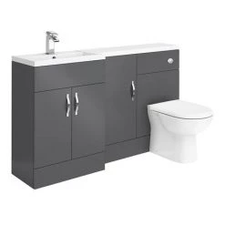 Apollo2 1500mm Gloss Grey Combination Furniture Pack (Excludes Pan + Cistern) -Bathroom Suites Sales APS1500G d3 460