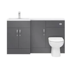 Apollo2 1500mm Gloss Grey Combination Furniture Pack (Excludes Pan + Cistern) -Bathroom Suites Sales APS1500G D4 460