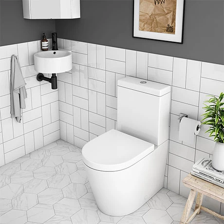 Arezzo Modern Cloakroom Suite (Toilet + Corner Basin) 1 Arezzo Modern Cloakroom Suite (Toilet + Corner Basin)