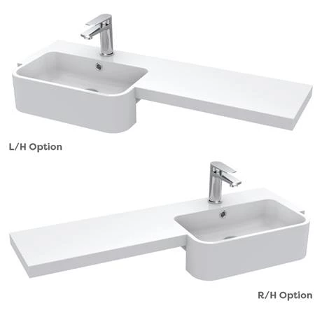 Arezzo 1000 Matt Blue Semi-Recessed Round Combination Vanity Unit (Brushed Brass Flush & Handles) 5 Arezzo 1000 Matt Blue Semi-Recessed Round Combination Vanity Unit (Brushed Brass Flush & Handles) - Image 5