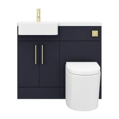 Arezzo 1000 Matt Blue Semi-Recessed Round Combination Vanity Unit (Brushed Brass Flush & Handles) 11 Arezzo 1000 Matt Blue Semi-Recessed Round Combination Vanity Unit (Brushed Brass Flush & Handles) -Bathroom Suites Sales AZ10BBB detail6 460