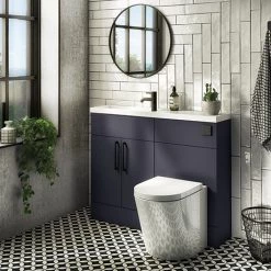 Arezzo 1100 Matt Blue Slimline Combination Vanity Unit (Matt Black Flush & Handles)
