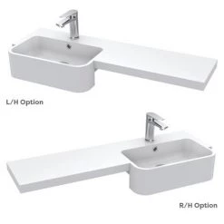 Arezzo 1000 Matt Grey Semi-Recessed Round Combination Vanity Unit (Brushed Brass Flush & Handles) -Bathroom Suites Sales AZ10GBB d5 460