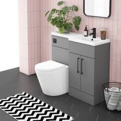 Arezzo 1000 Matt Grey Combination Furniture Pack (Matt Black Flush & Handles) 11 Arezzo 1000 Matt Grey Combination Furniture Pack (Matt Black Flush & Handles) -Bathroom Suites Sales AZ10LGMB d7 460