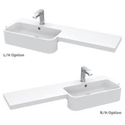 Arezzo 1100 Matt Blue Semi-Recessed Round Combination Vanity Unit (Brushed Brass Flush & Handles) -Bathroom Suites Sales AZ11BBB d6 460