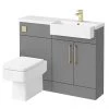 Arezzo 1100 Matt Grey Semi-Recessed Square Combination Vanity Unit (Brushed Brass Flush & Handles)