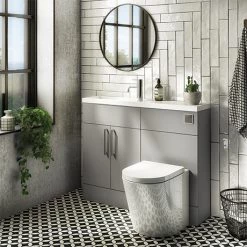 Arezzo 1100 Matt Grey Slimline Combination Vanity Unit (Chrome Flush & Handles)