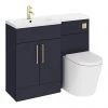 Arezzo 1100 Matt Blue Combination Furniture Pack (Brushed Brass Flush & Handles)