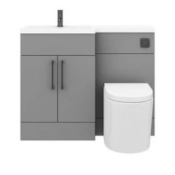 Arezzo 1100 Matt Grey Combination Furniture Pack (Matt Black Flush & Handles) -Bathroom Suites Sales AZ11LGMB d6 460