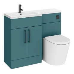 Arezzo 1100 Matt Green Combination Furniture Pack (Matt Black Flush & Handles)