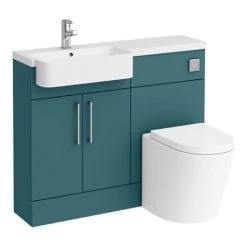 Arezzo 1100 Matt Green Semi-Recessed Round Combination Vanity Unit (Chrome Flush & Handles) 11 Arezzo 1100 Matt Green Semi-Recessed Round Combination Vanity Unit (Chrome Flush & Handles) -Bathroom Suites Sales AZ11TGCH n d6 460