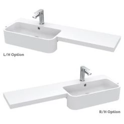 Arezzo 1100 Matt Green Semi-Recessed Round Combination Vanity Unit (Matt Black Flush & Handles) -Bathroom Suites Sales AZ11TGMB n d5 460