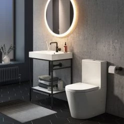 Bathroom Suites Sales 23 Arezzo 600 Matt Black Framed Washstand with Toilet