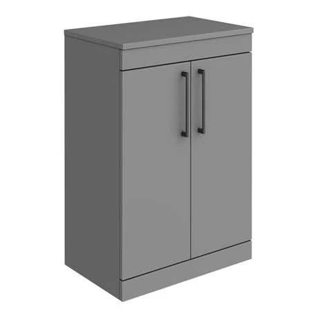 Arezzo 600 Grey Floor Standing Unit with Black Rectangular Counter Top Basin + Toilet Pack 2 Arezzo 600 Grey Floor Standing Unit with Black Rectangular Counter Top Basin + Toilet Pack - Image 2