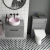 Arezzo 600 Grey Wall Hung Unit with Pink Round Counter Top Basin + Toilet Pack