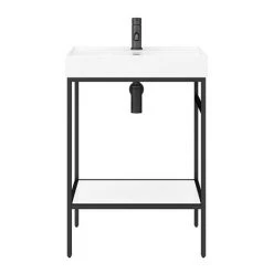 Arezzo 600 Matt Black Framed Washstand with Toilet -Bathroom Suites Sales AZ6MBFBWC d5 460