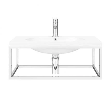 Arezzo 700 Wall Hung Basin with Chrome Frame + Square Toilet 5 Arezzo 700 Wall Hung Basin with Chrome Frame + Square Toilet - Image 5