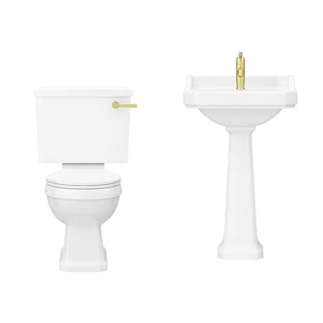 Arezzo Traditional 4-Piece 1TH Bathroom Suite (incl. Brushed Brass Lever) 2 Arezzo Traditional 4-Piece 1TH Bathroom Suite (incl. Brushed Brass Lever) - Image 2