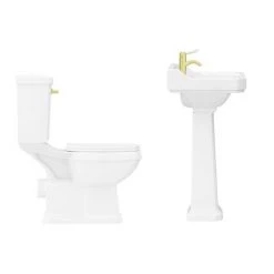 Arezzo Traditional 4-Piece 1TH Bathroom Suite (incl. Brushed Brass Lever) 8 Arezzo Traditional 4-Piece 1TH Bathroom Suite (incl. Brushed Brass Lever) -Bathroom Suites Sales AZBB d2 460