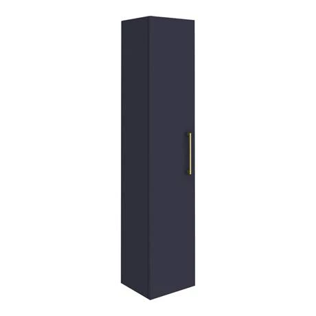 Arezzo Blue Floor Standing Vanity Unit, Tall Cabinet + Toilet Pack with Brass Handles 5 Arezzo Blue Floor Standing Vanity Unit, Tall Cabinet + Toilet Pack with Brass Handles - Image 5