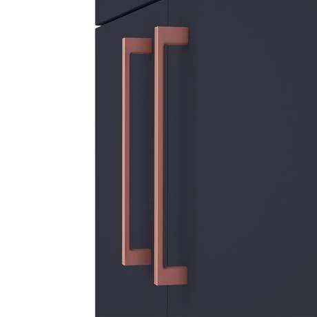 Arezzo Blue Floor Standing Vanity Unit, Tall Cabinet + Toilet Pack with Rose Gold Handles 4 Arezzo Blue Floor Standing Vanity Unit, Tall Cabinet + Toilet Pack with Rose Gold Handles - Image 4