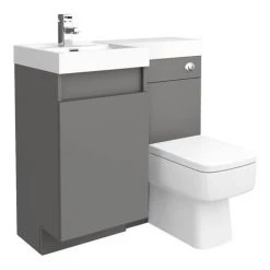 Arezzo 900mm Gloss Grey Combination Bathroom Suite Unit (inc. Cistern + Square Toilet) -Bathroom Suites Sales AZCBS9GRY nd2 460