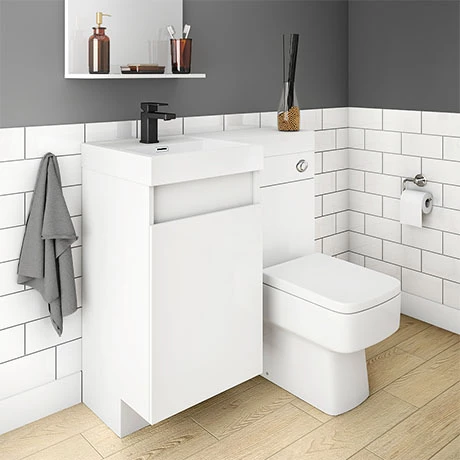 Arezzo 900mm Gloss White Combination Bathroom Suite Unit (inc. Cistern + Square Toilet) 1 Arezzo 900mm Gloss White Combination Bathroom Suite Unit (inc. Cistern + Square Toilet)