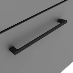 Arezzo 600 Matt Grey Wall Hung Vanity Unit with Matt Black Basin + Square Toilet -Bathroom Suites Sales AZG6SQBK d3 460