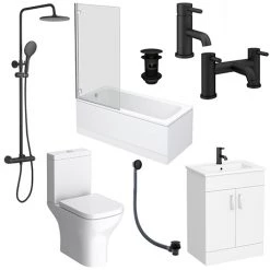 Arezzo Matt Black Complete Modern Bathroom Package