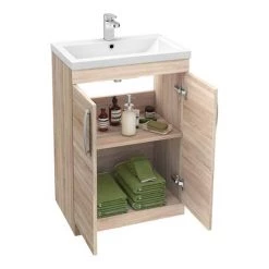 Brooklyn Natural Oak Bathroom Suite with Tall Cabinet -Bathroom Suites Sales B14TCN nd3 460