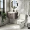 Brooklyn Bathroom Suite - Grey Avola with Chrome Handle - 500mm Wall Hung Vanity & Toilet