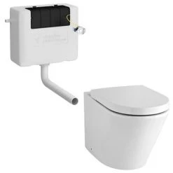 Brooklyn White Gloss Modern Sink Vanity Unit + Toilet Package -Bathroom Suites Sales BBVBS D1 460