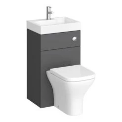 Brooklyn 500mm Gloss Grey 2-In-1 Combined Wash Basin & Toilet -Bathroom Suites Sales BCOMGG detail4 460