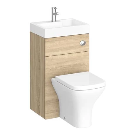 Brooklyn 500mm Natural Oak 2-In-1 Combined Wash Basin & Toilet 5 Brooklyn 500mm Natural Oak 2-In-1 Combined Wash Basin & Toilet - Image 5
