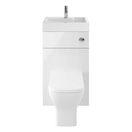 Brooklyn 500mm White Gloss 2-In-1 Combined Wash Basin & Toilet 4 Brooklyn 500mm White Gloss 2-In-1 Combined Wash Basin & Toilet - Image 4