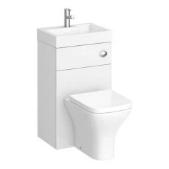 Brooklyn 500mm White Gloss 2-In-1 Combined Wash Basin & Toilet 9 Brooklyn 500mm White Gloss 2-In-1 Combined Wash Basin & Toilet -Bathroom Suites Sales BCOMWHT detail2 460