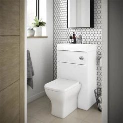 Brooklyn 500mm White Gloss 2-In-1 Combined Wash Basin & Toilet