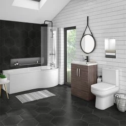 Bathroom Suites Sales 13 Brooklyn Grey Avola Bathroom Suite + B-Shaped Bath