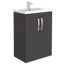 Brooklyn Gloss Grey L Shaped Bath Suite (with Vanity + Tall Cabinet) -Bathroom Suites Sales BGGVT d4 460