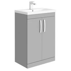 Brooklyn Grey Mist Bathroom Suite + B-Shaped Bath -Bathroom Suites Sales BGMBS d5 460