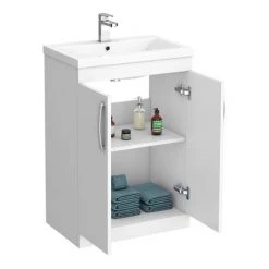 Brooklyn Gloss White Bathroom Suite + B Shaped Bath -Bathroom Suites Sales BGWBS d4 460