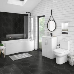 Brooklyn Gloss White Bathroom Suite + B Shaped Bath