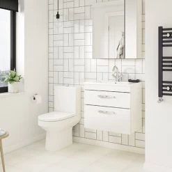 Brooklyn Gloss White Cloakroom Suite (Wall Hung Vanity + Toilet)