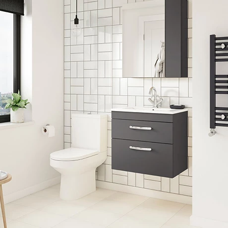 Brooklyn Gloss Grey Cloakroom Suite (Wall Hung Vanity + Close Coupled Toilet) 1 Brooklyn Gloss Grey Cloakroom Suite (Wall Hung Vanity + Close Coupled Toilet)